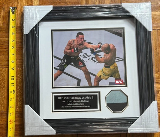 UFC 218 Framed Octagon Collage of Max Holloway vs. Jose Aldo ft. Event-Used Canvas