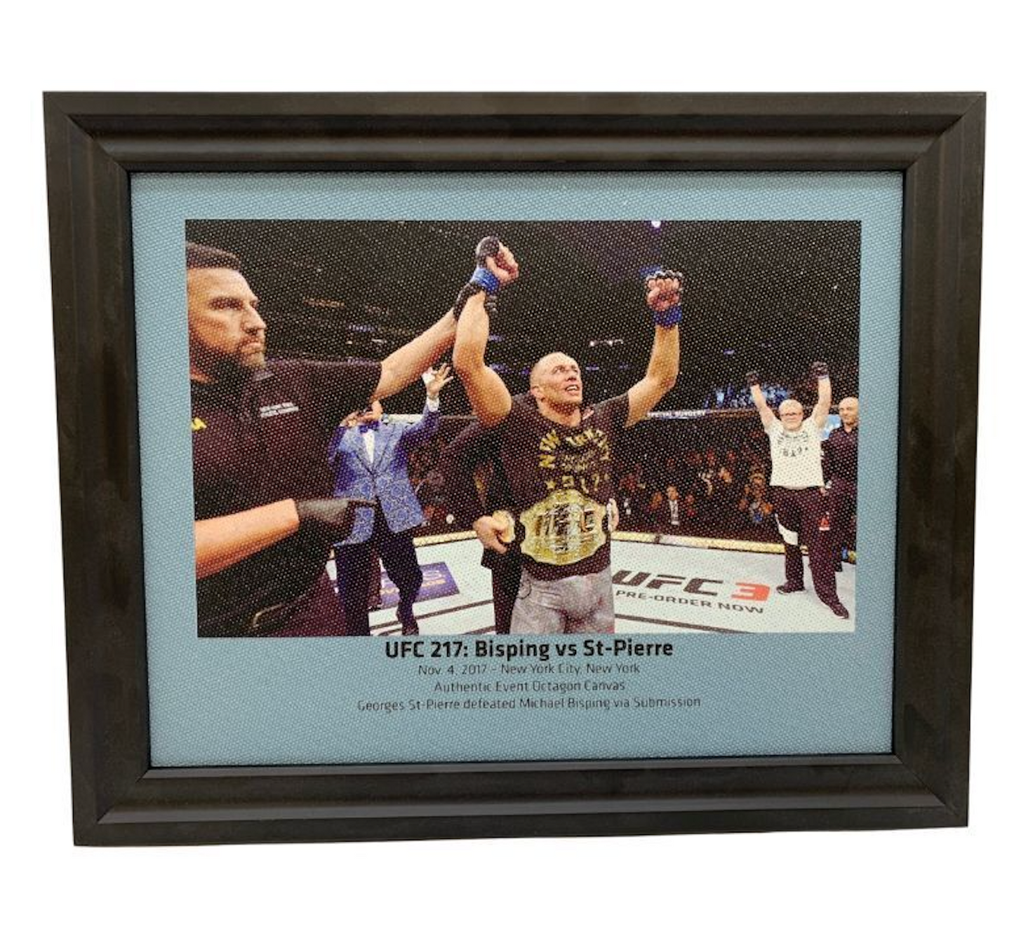 UFC 217 Fight Used Octagon Framed Collage | Bisping vs. St-Pierre