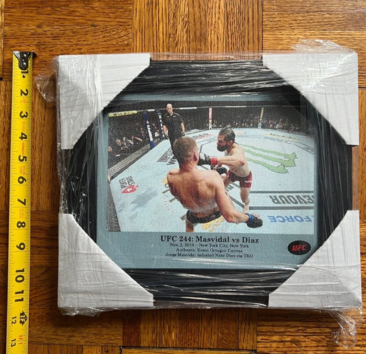 UFC 244: Jorge Masvidal vs. Nate Diaz Image Printed onto Fight Used Canvas