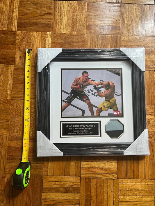 UFC 218 Framed Octagon Collage of Max Holloway vs. Jose Aldo ft. Event-Used Canvas