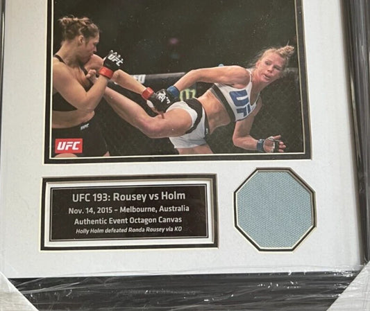 Ronda Rousey vs. Holly Holm UFC 193 Fight Used Octagon Framed Canvas